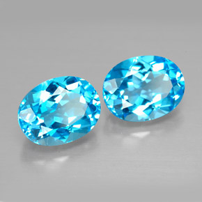 Gemas de topacio azul natural de  ct, corte óvalo, VVS-VS
