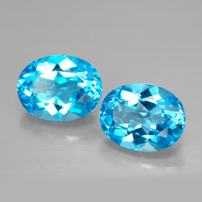 Gemas de topacio azul natural de  ct, corte óvalo, VVS-VS