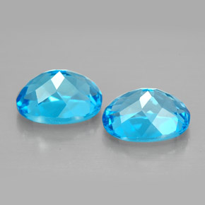 Gemas de topacio azul natural de  ct, corte óvalo, VVS-VS