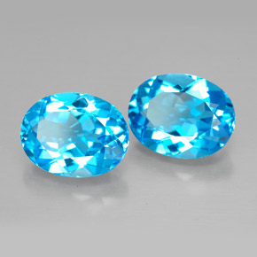 Gemas de topacio azul natural de  ct, corte óvalo, VVS