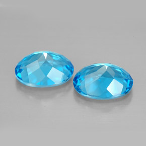 Gemas de topacio azul natural de  ct, corte óvalo, VVS