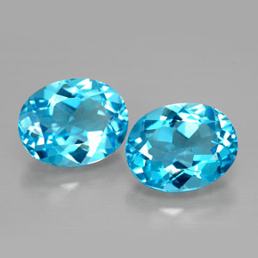 Gemas de topacio azul natural de  ct, corte óvalo, VVS