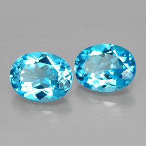 Gemas de topacio azul natural de  ct, corte óvalo, VVS