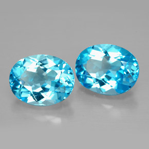 Gemas de topacio azul natural de  ct, corte óvalo, VVS-VS