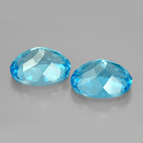 Gemas de topacio azul natural de  ct, corte óvalo, VVS-VS