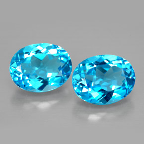 Gemas de topacio azul natural de  ct, corte óvalo, VVS