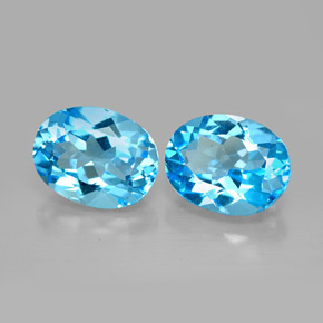 Gemas de topacio azul natural de  ct, corte óvalo, VVS
