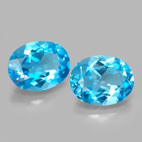Gemas de topacio azul natural de  ct, corte óvalo, VVS
