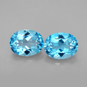 Gemas de topacio azul natural de  ct, corte óvalo, VVS
