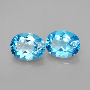 Gemas de topacio azul natural de  ct, corte óvalo, VVS