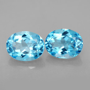 Gemas de topacio azul natural de  ct, corte óvalo, VVS
