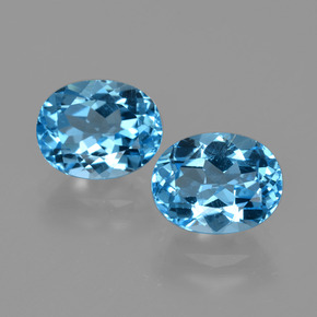 Gemas de topacio azul natural de  ct, corte óvalo, VS