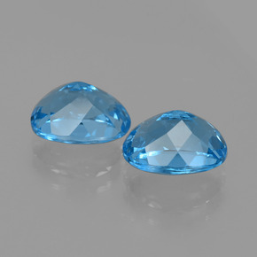 Gemas de topacio azul natural de  ct, corte óvalo, VS