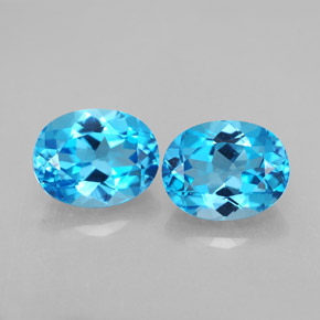 Gemas de topacio azul natural de  ct, corte óvalo, VVS