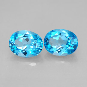 Gemas de topacio azul natural de  ct, corte óvalo, VVS