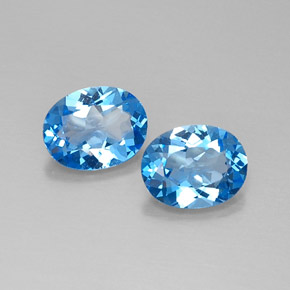 Gemas de topacio azul natural de  ct, corte óvalo, VVS