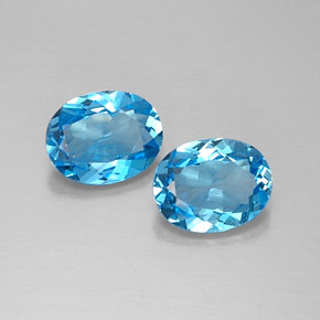 Gemas de topacio azul natural de  ct, corte óvalo, VVS-VS