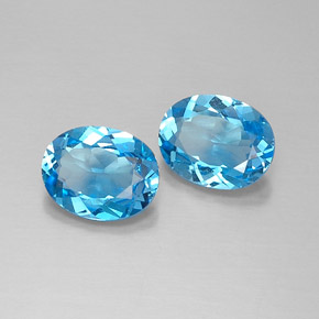 Gemas de topacio azul natural de  ct, corte óvalo, VVS-VS