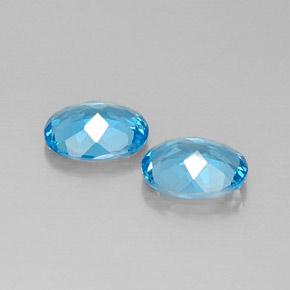 Gemas de topacio azul natural de  ct, corte óvalo, VVS-VS