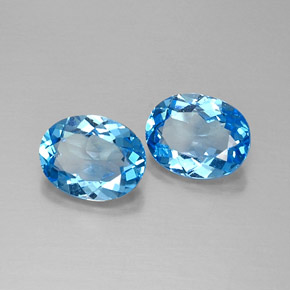 Gemas de topacio azul natural de  ct, corte óvalo, VVS