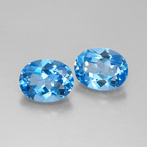 Gemas de topacio azul natural de  ct, corte óvalo, VVS