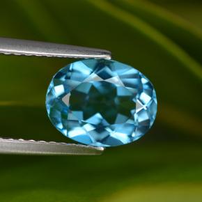 Topacio azul natural de 2,24 ct, corte óvalo, VVS
