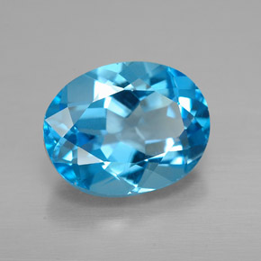 Topacio azul natural de 2,21 ct, corte óvalo, VVS-VS
