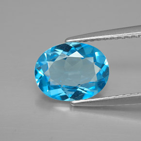 Topacio azul natural de 2,02 ct, corte óvalo, VVS-VS