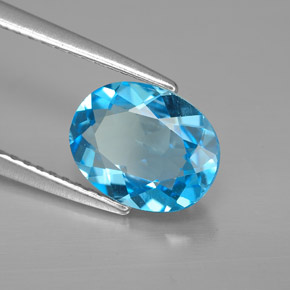 Topacio azul natural de 2,02 ct, corte óvalo, VVS-VS