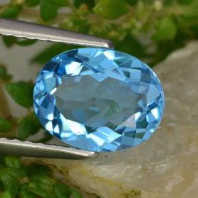 Topacio azul natural de 2,34 ct, corte óvalo, VVS