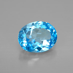 Topacio azul natural de 2,36 ct, corte óvalo, VS