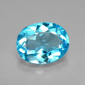 Topacio azul natural de 2,29 ct, corte óvalo, VVS-VS