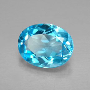 Topacio azul natural de 2,29 ct, corte óvalo, VVS-VS