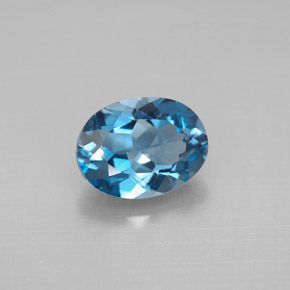 Topacio azul natural de 2,07 ct, corte óvalo, VVS