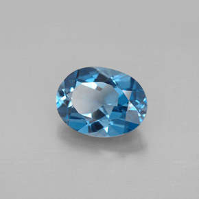 Topacio azul natural de 2,07 ct, corte óvalo, VVS