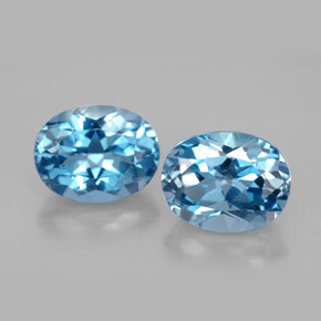 Gemas de topacio azul natural de  ct, corte óvalo, VVS