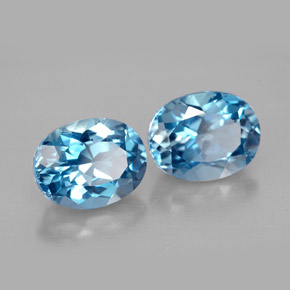 Gemas de topacio azul natural de  ct, corte óvalo, VVS