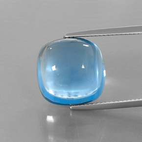 Topacio azul natural de 23,43 ct, corte cojín, transparente