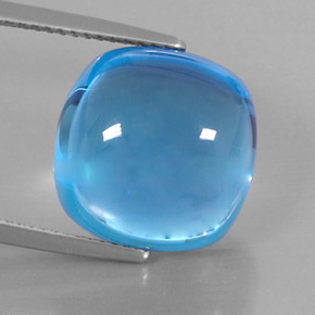Topacio azul natural de 18,22 ct, corte cojín, transparente