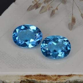 Gemas de topacio azul natural de  ct, corte óvalo, VVS