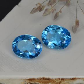 Gemas de topacio azul natural de  ct, corte óvalo, VVS