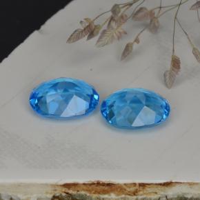 Gemas de topacio azul natural de  ct, corte óvalo, VVS
