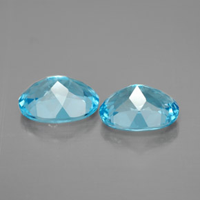 Gemas de topacio azul natural de  ct, corte óvalo, VVS