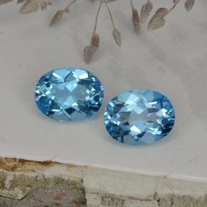 Gemas de topacio azul natural de  ct, corte óvalo, VVS-VS