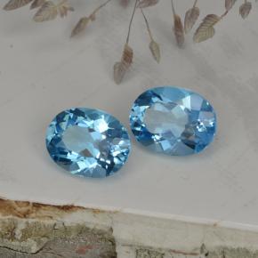 Gemas de topacio azul natural de  ct, corte óvalo, VVS-VS