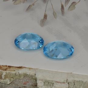 Gemas de topacio azul natural de  ct, corte óvalo, VVS-VS