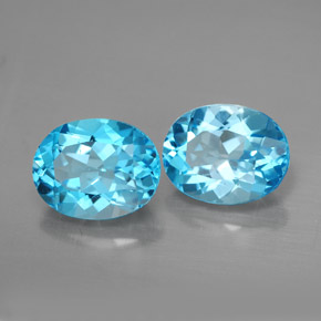 Gemas de topacio azul natural de  ct, corte óvalo, VVS-VS