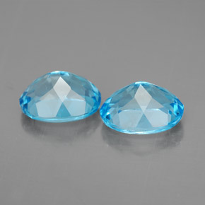 Gemas de topacio azul natural de  ct, corte óvalo, VVS-VS