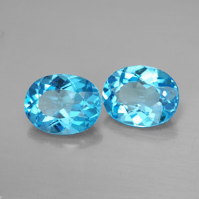 Gemas de topacio azul natural de  ct, corte óvalo, VVS