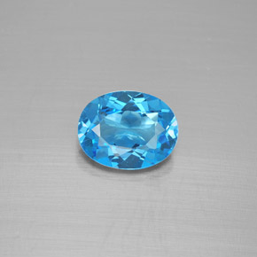 Topacio azul natural de 2,08 ct, corte óvalo, VVS-VS